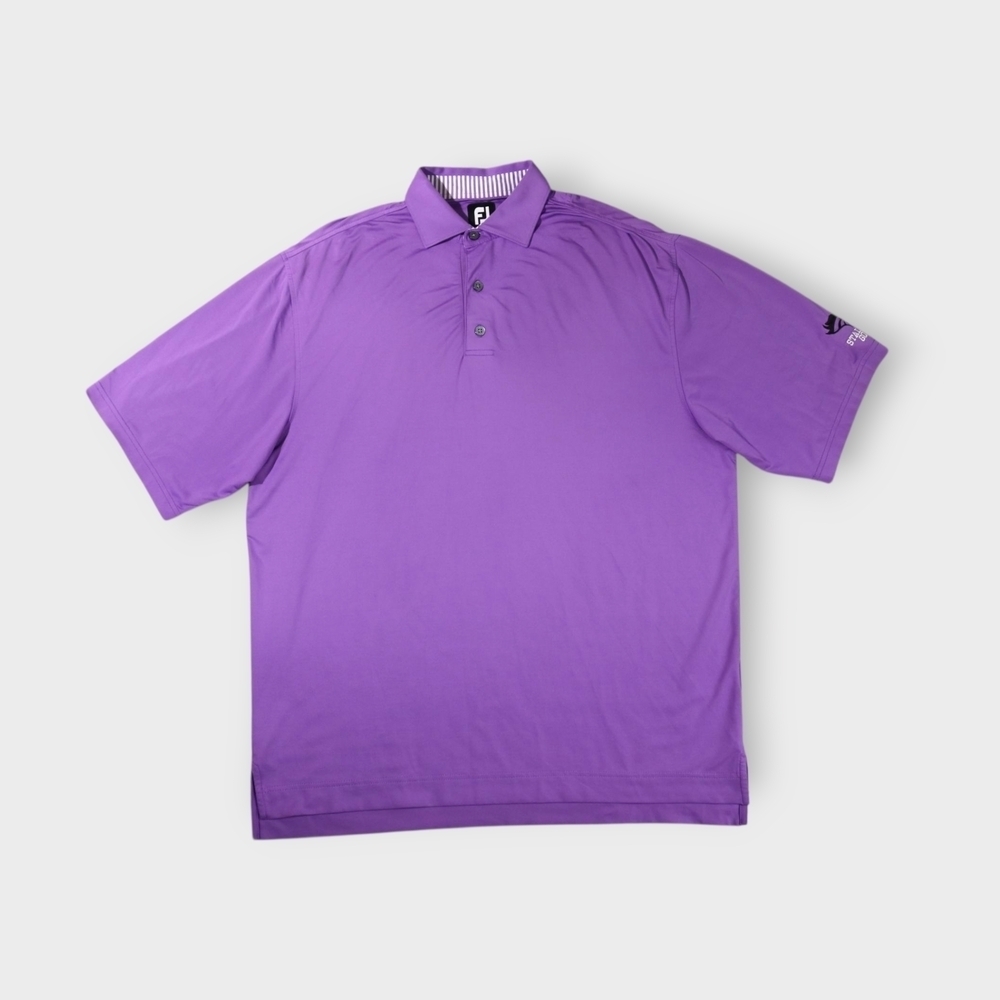 FootJoy Shirt Mens 2XL Purple Short Sleeve Golf Polo Strech Club Logo FJ
